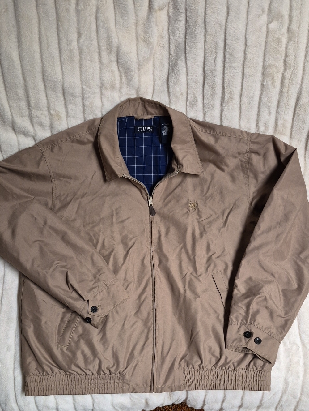 Chaps Men's Khaki Zip-Front Lightweight Jacket
